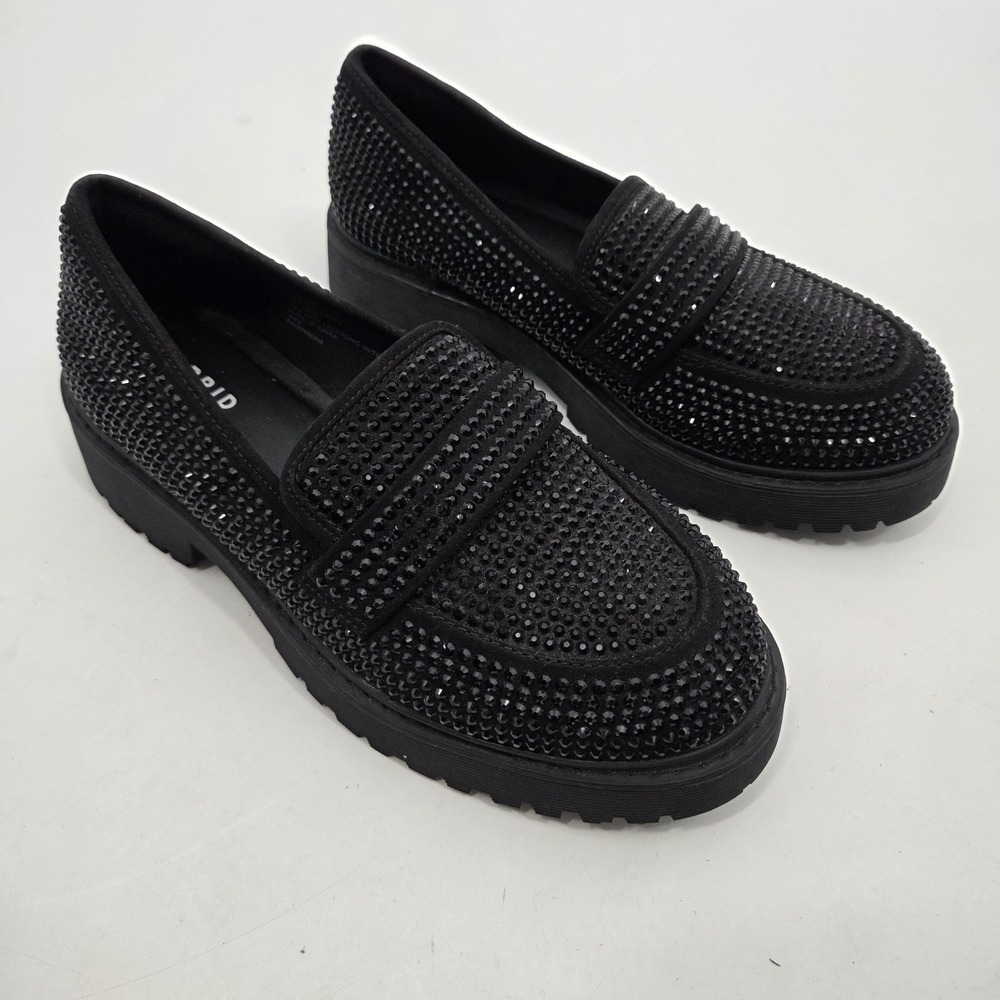 Torrid Embellished Loafer Size 9WW Chunky Goth Glam Workwear Slip On Comfort Lug